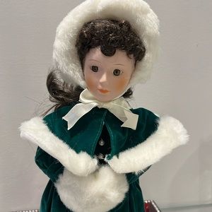 Vintage 90s ANCO porcelain doll Christmas Caroler great condition